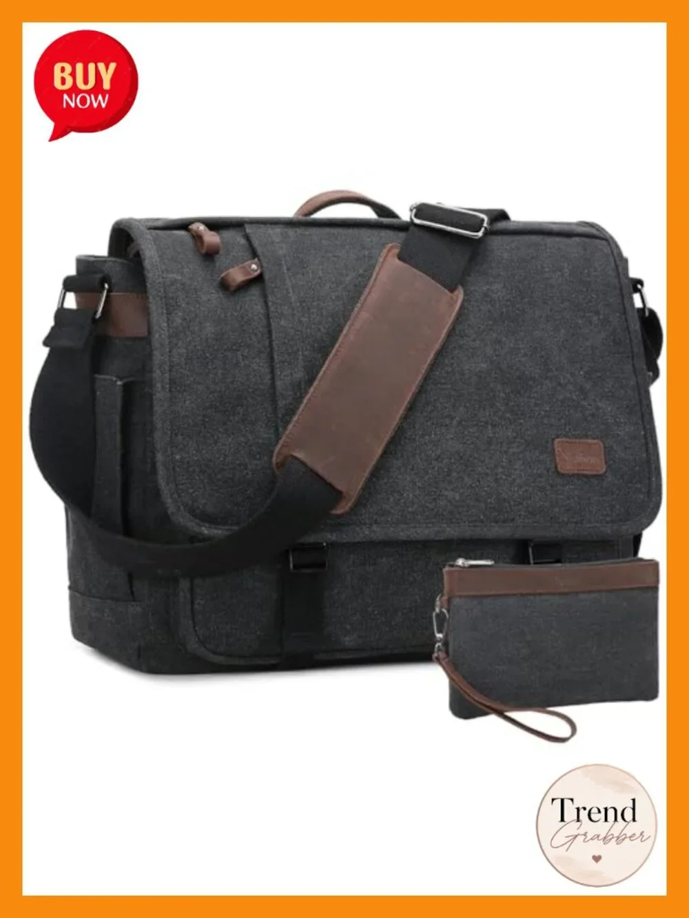 Canvas Messenger Bag for Men, 17-17.3